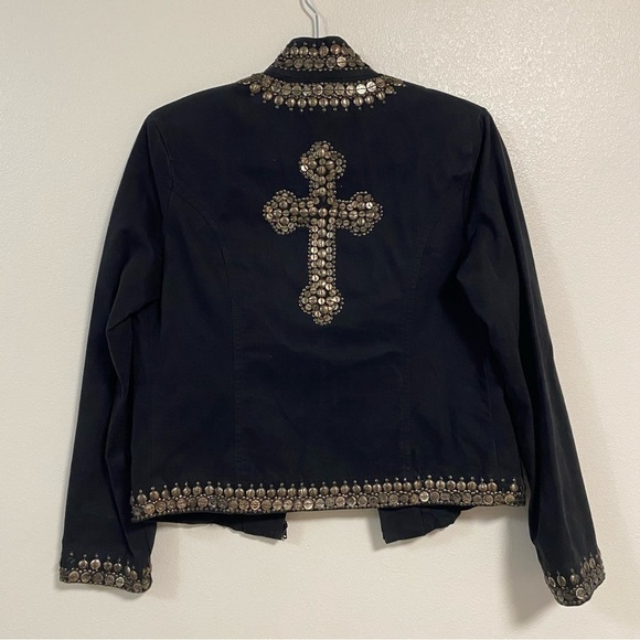 Gordon James Jacket Women’s Size Medium Black Studded Cross Blazer jacket - Picture 11 of 17